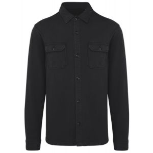 Surchemise &Eacute;coresponsable D&eacute;lav&eacute;e En Molleton Gratt&eacute; - Homme - Pat521 - Noir - Neuf