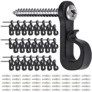 Aiou-Q Lot De 45 Crochets De Suspension Pour Guirlandes Lumineuses Extérieures,Crochets De Noël Avec Vis,Crochets De Lumière D'intérieur Et D'extérieur Pour Suspendre Des Guirlandes Lumineuses - Neuf