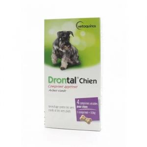 Drontal Vermifuge Chien Ar&ocirc;me Viande Boite De 4 - Neuf