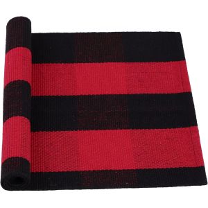 Sjzg-Tapis Salon Carpette Paillasson En Coton Tiss&eacute; Lavable &Agrave; Carreaux Buffalo R&eacute;tro Pour Couloir Cuisine Rouge Noir 28" X 18 - Neuf
