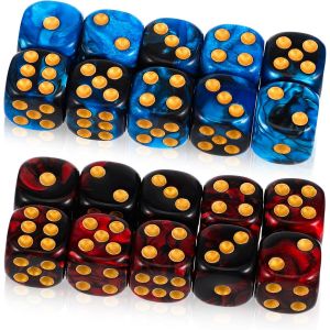 Chenquansarl-Lot De 20 D&eacute;s Poly&eacute;driques D6 - 16 Mm - En Acrylique - Bleu Et Rouge - Avec Pips Dor&eacute;s - Pour Jeux De R&ocirc;le, Jeux De D&eacute;s, Jeux De Table - Neuf