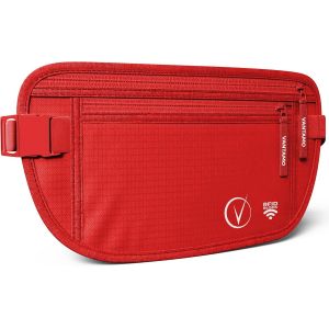 CAUC-Sac Banane Femme Ultra Fin avec Protection RFID, Antivol Banane Homme avec Sangle R&eacute;glable, Ceinture Course &agrave; Pied L&eacute;g&egrave;re pour Voyage et Sport, Pochette Secr&egrave;te pour Telephone et Passeport - Neuf