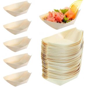 Checarzhn--No1-100 Pièces Barquette Frite, Barquette Carton, Barquette Alimentaire Jetable, Coupelle, Bol Jetable, Coupelle Bois, Bateaux En Bambou, Carton De Salade De Déjeuner, Pour Frites, Snacks, - Neuf