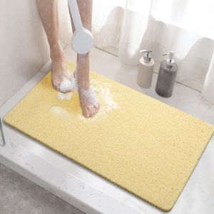 Kal-Tapis De Douche Antiderapant, 60x40cm Tapis De Baignoire Antidérapant Avec Drain, Doux Pvc Luffa Tapis De Bain Pour Salle De Bain, Séchage Rapide, Beige - Neuf