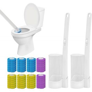 ChenQuanSarl-Kit De Wc Jetable, 2 s De Toilette Avec Supports Muraux Et 48 Têtes De Rechange De Nettoyeur, Baguette De Nettoyage Pour Toilettes, Lavabo, Baignoire, Serpillère Piscine (Citron + Lavand - Neuf
