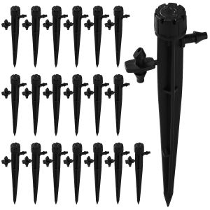 20 Pièces Goutteur Irrigation Réglable,360 Degrés 8-Trou Micro Asperseur Goutte à Goutte pour Tube 4/7mm,Goutteur d'irrigation Insertion,Noir (avec Connecteur) - Neuf