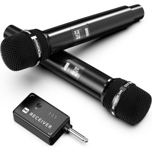 Micro Sans Fil, Microphone Avec Puce Un &Agrave; Un, Faible Latence, Rechargeable, 40H, Port&eacute;e 200 Ft, Plug And Play, Design Ergonomique, Micro Karaoke Pour Chant, Discours, F&ecirc;tes (Bleu) - Neuf