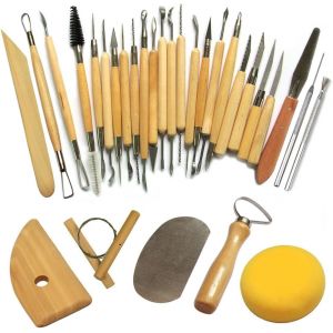 MEVRONISSHOP-Outil de Poterie Outils de Sculpture Argile Burin pour Potier/Artiste de C&eacute;ramique Kit 30 Pcs - Neuf