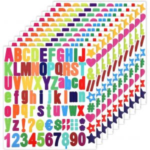 10 Feuilles D'autocollants De Chiffres De L'alphabet, Autocollants D'initiales En Vinyle Lettres Et Chiffres Lettres Majuscules Et Minuscules Pour Arts Scrapbooking Porte Décoration (Coloré B) - Neuf