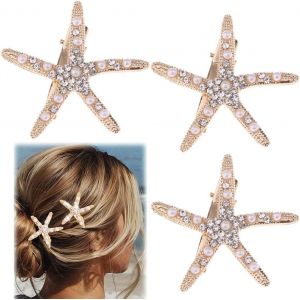 Kal-Pince Sirène Cheveux 3 Pièces, Pinces À Cheveux Étoile De Mer, Bijoux De Sirène, Pince Coiffure, Costume De Sirène Pour Coiffure Diy Pour Femmes Et Filles - Neuf
