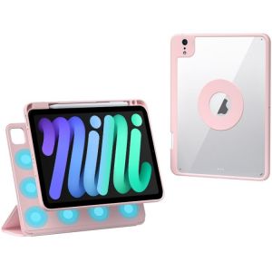 &Eacute;tui En Cuir Rotatif Magn&eacute;tique D&eacute;tachable Pour Ipad Mini 6 / Mini 2024 Avec Emplacement Pour Stylo - Rose - Neuf