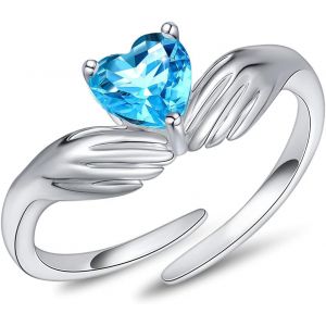 Ajustable Bague Pour Femme Je Veille Sur Toi Pour Toujours Argent Sterling 925 Bague De Coeur Câlin Bagues Pour Femmes Bagues De Pierres De Naissance - Neuf