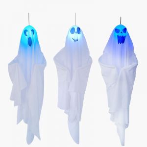 Lot de 3 d&eacute;corations de f&ecirc;te d'Halloween, fant&ocirc;mes suspendus de 45 cm, adorables fant&ocirc;mes volants pour jardin, terrasse, pelouse, jardin et d&eacute;corations de f&ecirc;tes - Neuf