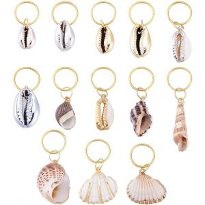 Kal-26 Pièces 13 Styles Coquillages Anneaux Cheveux Bijoux Breloques Dreadlocks Anneaux Tresse Accessoires Cheveux Coquillage Dreadlocks Anneauxs Cheveuxs Pour Crochet Tressage Pinces Cheveuxs - Neuf