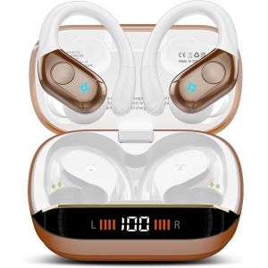 KALANKA-Ecouteurs Bluetooth sans Fil, Ecouteurs Bluetooth 5.4 Stéréo avec ENC Réduction de Bruit Mic, 75H de Lecture Oreillette, IP7 Étanches Casque sans Fil pour Sport et Running, Yellow - Neuf