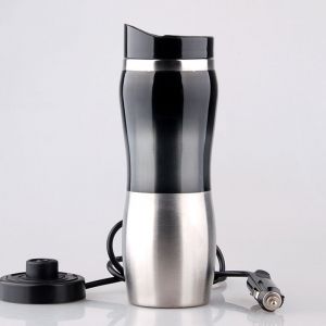 Voiture Électrique Tasse - 12v 400ml 50w Voiture Électrique Mug Portable De Chargeur De Voiture D'acier Inoxydable Tasse À Café Tasse De Chauffage De Chauffage Jusqu'à 100 Degrés Celsius (Noir) - Neuf