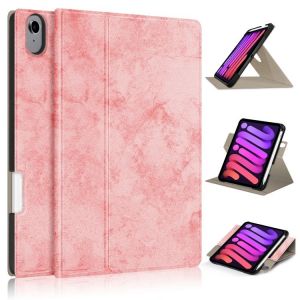 Housse En Cuir Pu Pour Ipad Mini 2024 / Mini 6 Avec Support Rotatif, Emplacement Pour Stylo Et Fonction Veille/R&eacute;veil - Rose - Neuf