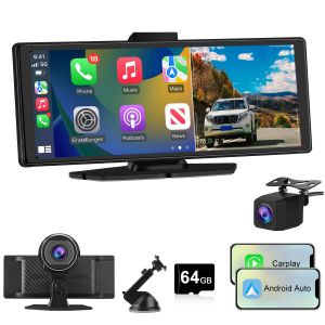 Autoradio portable 10.26 (1600 x 600 pixels) avec caméra embarquée 4K, CarPlay, Android Auto et Bluetooth 5.0. - Neuf