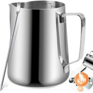 Mevronisshop-Pot &Agrave; Lait En Acier Inoxydable Barista 900ml(32oz) Pichet &Agrave; Lait Pot Pour En Acier Inoxydable Le Caf&eacute; La Mousse De Lait Cappuccino Et Latte (Argent 32oz/900ml) - Neuf