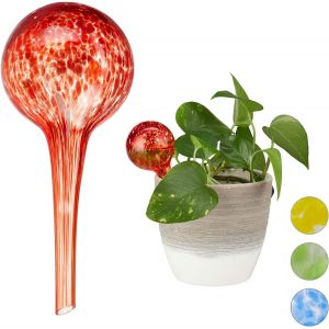 KALANKA-Globes d&iquest;arrosage Lot de 2, Distributeur Eau Plantes et Fleurs, Outil de Bureau, &Oslash; 6 cm, Verre, Rouge - Neuf