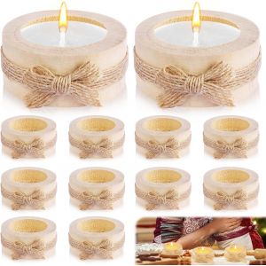 Kalanka-Bougeoir Bois Durable Naturel 12pcs Photophore Bois 5.8x2.5cm Chandelier Bois Facile À Nettoyer Déforment Pas Facilement Pour Maisontable Mariage Saint Valentin Halloween Noël Fête - Neuf