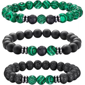 Eryi-Bracelets Perle Pour Homme, Réglables Bracelet Pierre Naturelle Homme, Bracelet Oeil De Tigre Pour Hommes, 8mm Pierres Bracelets Cadeau Bijoux Hommes - Neuf