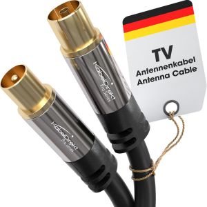 C&acirc;ble Antenne TV 4K,Coaxial-1,5m-C&acirc;ble TV num&eacute;rique et analogique,connecteurs m&eacute;talliques-Disponible en 0,5-20m (Fiche &agrave; prise,pour DVB-C/DVB-T/DVB-S,noir) - Neuf