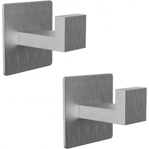 Senior-2 Pi&egrave;ces Crochet Auto-Adh&eacute;sif Mural Acier Inoxydable 304 Accroche Torchon Cuisine Autocollant Sans Per&ccedil;age Pat&egrave;re Crochets Pour Serviettes Carr&eacute; Porte Manteaux Salle De Bain (Argent B[L1055] - Neuf