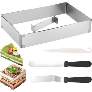 Subzonal-Cadre De Cuisson Rectangulaire R&eacute;glable De 5 Cm De Haut, 27 X 18 Cm Moule Rectangulaire R&eacute;glable Extensible Jusqu'&agrave; 52 X 33 Cm Pour G&acirc;teaux,Tartes,Pizzas,P&acirc;tisseries Et D&eacute;corations De F&ecirc;tes - Neuf