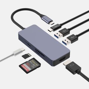 Hub Usb C Pour Macbook M1, Multipuerto 7 En 1 Adaptador Usb C A Hdmi Adaptador Usb C Dongle Hub Avec 4K Hdmi, 2 Usb 3.0, Usb C 3.0, Sd/Tf, 100W Pd Compatible Avec Windows Et Macos - Neuf