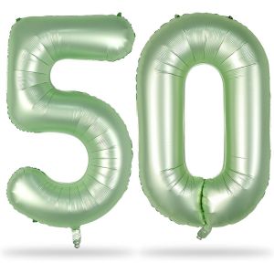 AYUHR-Ballons à l'hélium en forme de chiffre 2 et 5 pour filles - 101,6 cm - Grands ballons à l'hélium en forme de chiffre 2 et 5 pour hommes et femmes - pour décoration de fête de mariage - Vert sau - Neuf