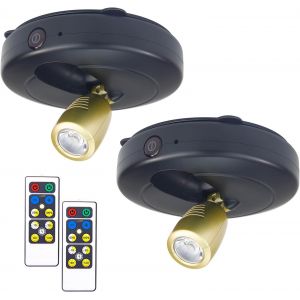 Lot de 2 spots LED sans fil à intensité variable pour plantes d'intérieur-Éclairage d'accentuation-Blanc chaud-Noir - Neuf