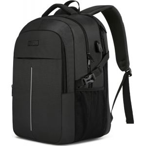 KALANKA-Sac à Dos Ordinateur Portable 17.3 Pouces,50L Sac à Dos de Voyage Grande Homme Femme Antivol Imperméable avec USB Charging Port PC Portable pour Loisir, Scolaire,Affaire Noir - Neuf
