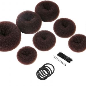 Ensemble De 7 Anneaux Pour Chignon Donut, Couleur Marron Fonc&eacute;, Pour Tailles Extra-Large, Large, Moyenne Et Petite. - Neuf
