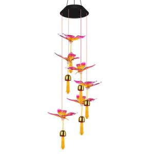 Carillon solaire papillon colibri, suspension lumineuse, clochette pour pelouse, terrasse, jardin, d&eacute;coration ext&eacute;rieure - Neuf