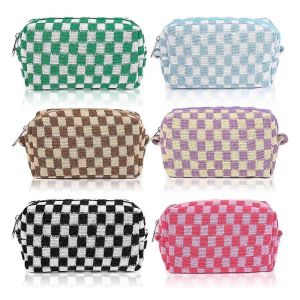 6 Pcs Checkered Trousse De Maquillage Sac &Agrave; Cosm&eacute;tiques En Vrac Trousse De Maquillage Personnaliser Voyage Trousse De Toilette Organisateur - Neuf
