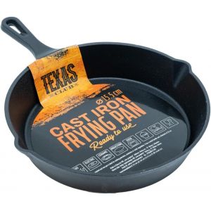 LORANKA-Po&ecirc;le en Fonte pour Fritures, Pancakes, Omelettes, Viande ou L&eacute;gumes, Id&eacute;ale pour Barbecue et Cuisine, Po&ecirc;le pour BBQ Aim&eacute;e des Professionnels, Diam&egrave;tre 15,5 cm - Neuf