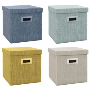 T1005-01-03683 Organisateur de tissu &agrave; quatre pi&egrave;ces avec couvercle, 30x30x29 cm, disponible en bleu, beige, vert et gris clair.Disponible avec un panier &agrave; linge &eacute;quip&eacute; d'une poign&eacute;e de corde amovible - Neuf