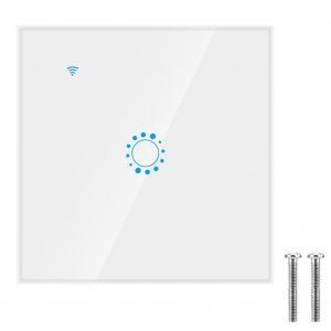 Panneau de commutation tactile sans fil Wi-Fi intelligent 1 gang, commutateur standard UE, telecommande par application (blanc) - Neuf