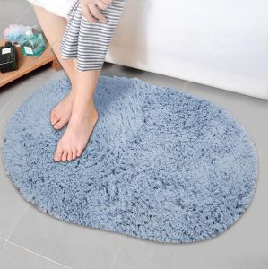 HJLIAN Tapis de bain en mousse a memoire de forme, antiderapant, super absorbant, gris argente (60 x 40 cm) - Neuf