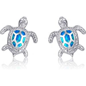 Cmjaagur-Boucle D'oreille Tortue De Mer Opale Bleue Boucles D'oreilles En Argent Sterling Bijoux Pour Femmes Cadeaux[M1423] - Neuf