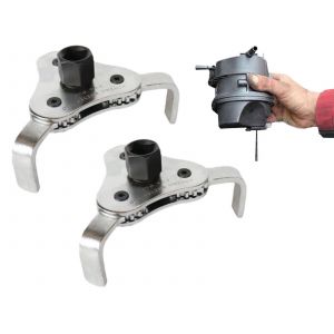 Jeu de cl&eacute;s &agrave; filtre &agrave; huile r&eacute;glables &agrave; 3 m&acirc;choires - 2 pi&egrave;ces - Neuf