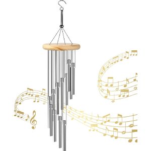 MEVRONISSHOP-Carillon &agrave; Vent de Jardin,Carillons &eacute;oliens,Carillon a Vent Exterieur,Tube en Aluminium Bois Massif Carillons &eacute;oliens,Tubes Carillons Vent Eoliens Suspendu,pour Maison Jardin Arbre Int&eacute;r - Neuf
