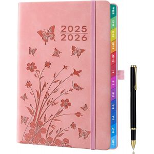 ERYI-Agenda Scolaire Et Planner 2025U20132026 A5 Semainier U2013 Rose, 1 Semaine Sur 2 Pages, Onglets Mensuels, Pochette, Boucle Stylo, Élastique - Neuf