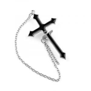 Gothique Noir Croix Boucles D'oreilles Pour Femmes Hommes Punk Longue Chaîne Croix Piercing Boucle D'oreille Egirl Fête Esthétique Bijoux Accessoires - Neuf