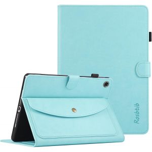 Kal-Coque Pour Lenovo Tab M10 Fhd Plus/K10 10.3"" (Tb-X606f/X606x/X6c6f), Étui Minimaliste En Cuir Pu Avec Portefeuille, Support Pliable Multi-Angle Et Porte-Cartes Pour Lenovo M10 Plus, Bleu Clair - Neuf