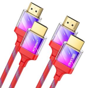 Lot de 2 câbles HDMI vers HDMI 2.1 10K 8K de 3 m, 48 Gbit/s, ultra haute vitesse, super fin, 8K @ 60 Hz, 4K @ 120 Hz, HDCP 2.2 et 2.3, eARC, ARC, CEC, compatible avec TV/ordinateur - Neuf