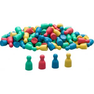 AKTIV lernen-60 pions/c&ocirc;nes d'halma en 6 Couleurs (10 en Rouge,Vert,Bleu,Jaune,Violet,Couleur Naturelle) 24 x 12 mm-RE-Wood&reg; - Neuf