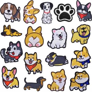 Kalanka-17 Pi&egrave;ces Animaux Broderies &Eacute;cusson, D&eacute;coratifs Brod&eacute; Applique De Chien, Mignon Thermocollant Ecusson &Agrave; Coudre, Autocollant De Patch &Agrave; Repasser Pour Diy V&ecirc;tement Jeans Sac &Agrave; Dos Veste T-Shirt - Neuf