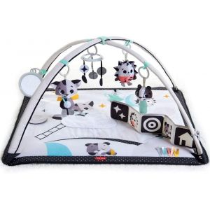 Kyaoayo-Black & White Tapis D'éveil, Tapis De Jeu Musical Bébé 2-En-1, 0 Mois+, Tapis De Jeu Bébé, 18 Activités, Jouet Musical Interactif, Livre Très Contrasté, Arches Réglables, Histoires Magiques - Neuf